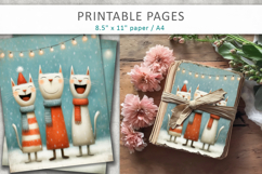 Christmas cats illustrations, grunge digital paper Product Image 4