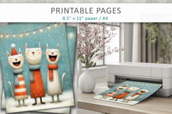 Christmas cats illustrations, grunge digital paper Product Image 5
