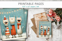 Christmas cats illustrations, grunge digital paper Product Image 7
