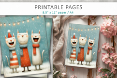 Christmas cats illustrations, grunge digital paper Product Image 8