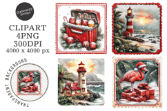 christmas in july postage stamps Clipart Product Image 1