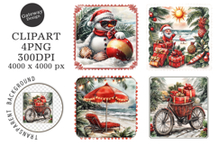 christmas in july postage stamps Clipart Product Image 1