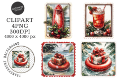 christmas in july postage stamps Clipart Product Image 1