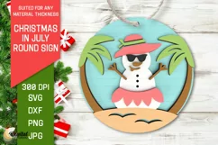 Christmas In July Round Sign Laser Cut. Summer Christmas SVG Product Image 1