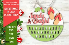 Christmas In July Round Sign Laser Cut. Summer Christmas SVG Product Image 1