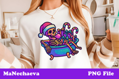 Christmas Iridescent Sublimation | Neon Skeleton Clipart Product Image 1