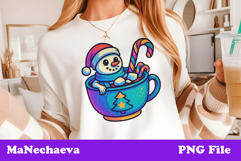 Christmas Iridescent Sublimation | Neon Snowman Clipart Product Image 1