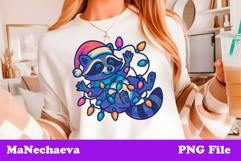 Christmas Iridescent Sublimation | Neon Raccoon Clipart Product Image 1