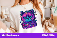 Christmas Iridescent Sublimation | Neon Grumpy Cat Clipart Product Image 1