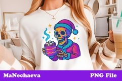Christmas Iridescent Sublimation Neon Skeleton Cocoa Clipart Product Image 1