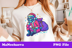 Christmas Iridescent Sublimation Neon Skeleton Santa Clipart Product Image 1
