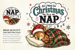 Christmas Is A Nap Cute Deer PNG - Funny Holiday Art Product Image 1