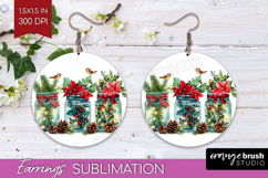 Christmas Jars Xmas Round Earrings Christmas PNG Sublimation Product Image 1