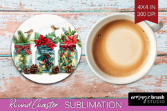 Christmas Jars Xmas Round Coaster Christmas Coaster PNG Product Image 1