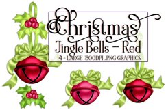 Red Christmas Jingle Bells, png Graphics, Sublimation Product Image 1