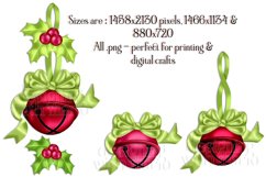 Red Christmas Jingle Bells, png Graphics, Sublimation Product Image 2