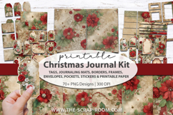 Christmas Printable Junk Journal Scrapbook kit paper sticker Product Image 1