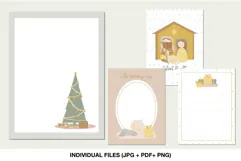 Set of four printable 3x4 Christmas journaling cards in soft pastel holiday colors