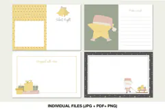 Christmas journaling cards in 6x4 inch format with festive pastel illustrations