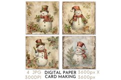 Christmas Snowman Junk Journal Digital Paper JPG Product Image 1