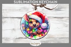 Christmas Kangaroo v1 Entangled in Lights Round Keychain Sub Product Image 1