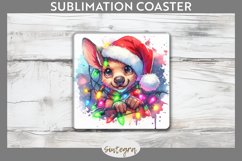 Christmas Kangaroo v1 Entangled in Lights Square Coaster Sub Product Image 1