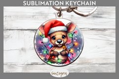Christmas Kangaroo v2 Entangled in Lights Round Keychain Sub Product Image 1