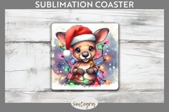 Christmas Kangaroo v2 Entangled in Lights Square Coaster Sub Product Image 1
