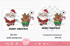 Santa and reindeer kawaii Christmas clipart xmas cartoon Product Image 2