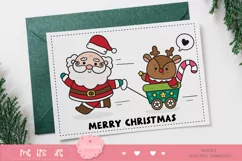 Santa and reindeer kawaii Christmas clipart xmas cartoon Product Image 3