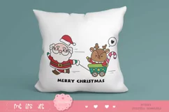 Santa and reindeer kawaii Christmas clipart xmas cartoon Product Image 4