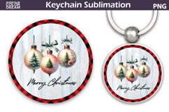 Merry Christmas Round Keychain | Retro Christmas Keychain Product Image 1