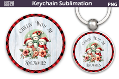 Merry Christmas Round Keychain | Retro Snowman Key Ring Product Image 1