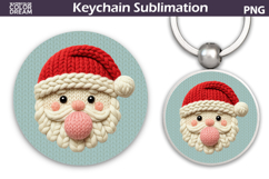 Christmas Round Keychain | Santa Claus Crochet Key Ring Product Image 1