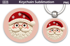Christmas Round Keychain | Santa Claus Crochet Key Ring Product Image 1