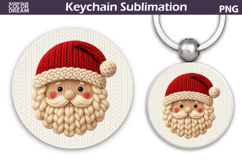 Christmas Round Keychain | Santa Claus Crochet Key Ring Product Image 1