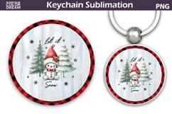 Merry Christmas Round Keychain | Retro Snowman Key Ring Product Image 1