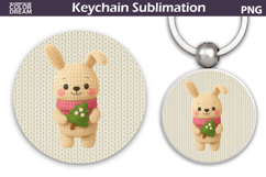 Christmas Round Keychain | Bunny Crochet Key Ring Product Image 1