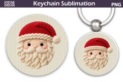 Christmas Round Keychain | Santa Claus Crochet Key Ring Product Image 1