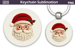 Christmas Round Keychain | Santa Claus Crochet Key Ring Product Image 1