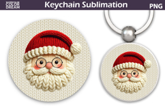 Christmas Round Keychain | Santa Claus Crochet Key Ring Product Image 1