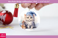 Funny Christmas cat PNG, Christmas keychain sublimation Product Image 1