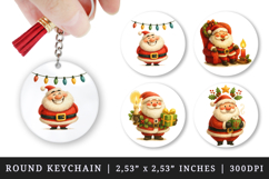 Christmas round keychain pintable sublimation design png Product Image 1