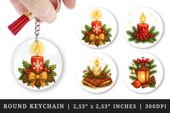 Christmas round keychain pintable sublimation design png Product Image 1