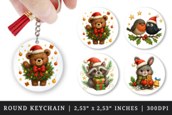 Christmas round keychain pintable sublimation design png Product Image 1