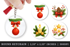 Christmas round keychain pintable sublimation design png Product Image 1