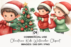 Christmas Kids Watercolor Clipart Product Image 1