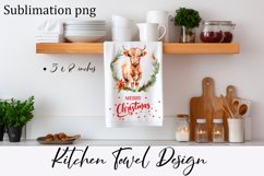 Cozy christmas bull Sublimation Design for Kitchen Towel Product Image 1