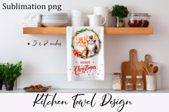 Cozy christmas cat Sublimation Design for Kitchen Towel Product Image 1