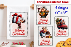 Merry Christmas tea towel sublimation Funny Elderly lady PNG Product Image 1